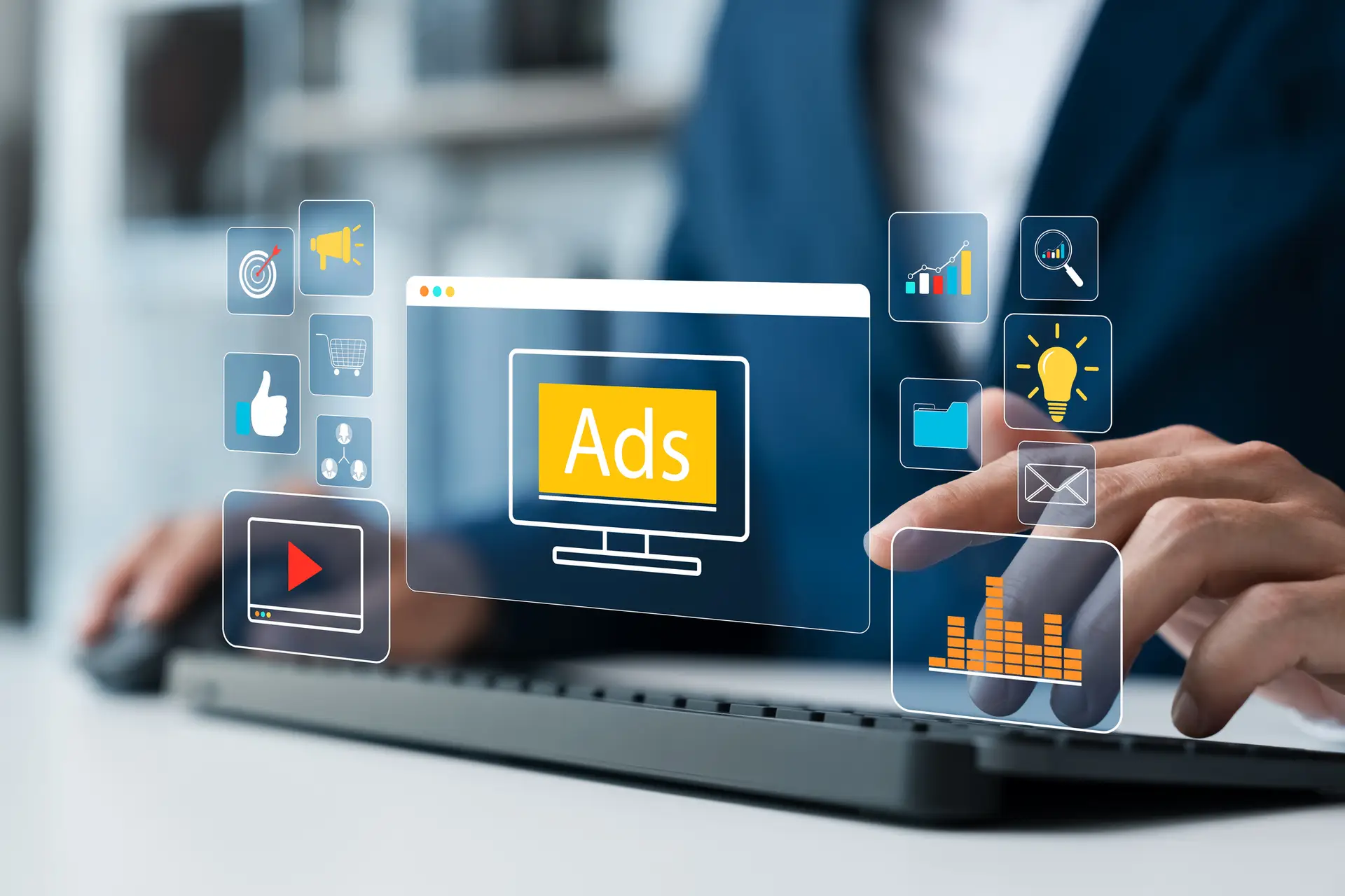 Online Advertising Concepts To Target Customers, Influencer Marketing Social media, shooting in-feed ads across platforms, optimizing customer reach rates, future online advertising.